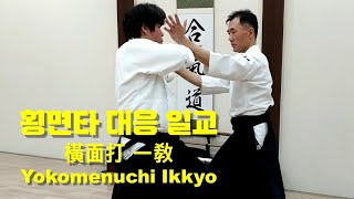 [아이키도 승급 기본기 #12] 횡면타 대응 일교 | 橫面打 一敎 Yokomenuchi Ikkyo | Basic aikido techniques for beginners