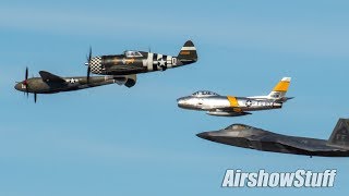 RARE Formation - F-22, P-38, P-47, F-86 Heritage Flight