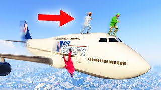 RUNNING ON FLYING PLANES CHALLENGE! (GTA 5 Funny Moments)