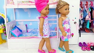 Dos muñecas grandes y Rutina de Baño I Juguetes muñecas practican buenos habitos
