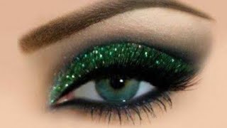 dark green glitter eyeshadows| easy green glitter EyeMakeup Tutorial|