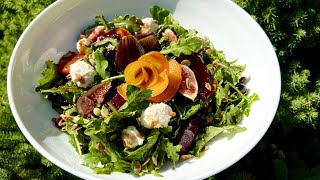 Easy Beet Salad with Arugula and Balsamic Vinaigrette. Healthy Salad Recipe. Салат с рукколой