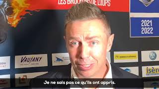 Jyrki Aho - coach des Brûleurs de loups après le match 2 de la finale face  à Angers