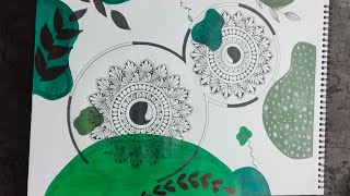 Easy and Beautiful A3 Boho Mandala Pattern 🎨|| Green Edition 💚 || Step by Step 🪜 tutorial