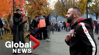 Remembrance Day 2021: Anti-vax protests, graffiti mar some BC ceremonies