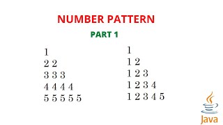 number pattern part 1 | number pattern in java | Part 1| Code eureka