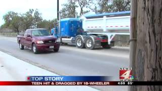 Teen hit by 18-wheeler