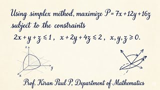 Optimization Technique – Simplex Method | Linear Programming | Paul Academy