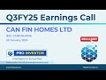 can fin homes ltd. q3fy25 earnings conference call earningcall concall canfinhomes