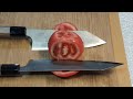 Tomato Test by Nigara SG2 Migaki Tsuchime Kiritsuke 210mm & Bunka 170mm