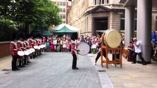 Welsh Guards and Taiko drummers