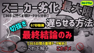 【結論のみ】スニーカーの劣化を最大限に遅らせる方法!! １年間の蓄積データ分析から読み取った最終結論を６７秒でお伝えします!!　【ｼｮｰﾄVer／切抜き】※加水分解※文献考察※