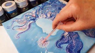 FANTASY Air Woman Acrylic Swipe Painting + HUGE 50K Giveaway! | ABcreative Pouring Tutorial