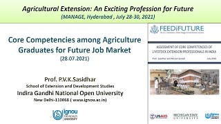 Core Competencies among Agriculture Graduates for Future Job Market | Dr  P V K  Sasidhar