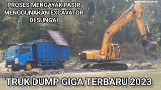 proses mengayak pasir pakai excavator!! Dump Giga Baru