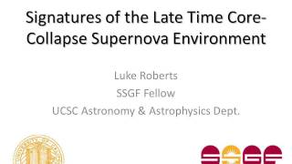 DOE NNSA SSGF 2011: The late time core collapse supernova environment