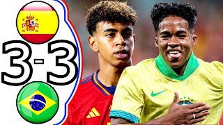 3-3 Spain vs Brazil|Spain vs Brazil 2024 All Goals & Highlights(Spain 3-3 Brazil