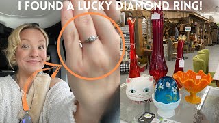 I Found A REAL Lucky Diamond ring! ANTIQUE \u0026 VINTAGE MALL SHOP ALONG \u0026 HAUL!!