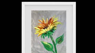 How to paint a sunflower in acrylic paints. Fun and easy, free step by step demonstration tutorial.