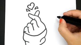 How to Draw a Tumblr Korean Finger Heart Symbol