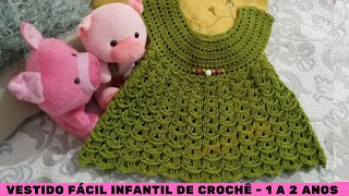 VESTIDO FÁCIL INFANTIL DE CROCHÊ - 1 à 2 anos