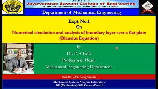 Exp  No 1 Numerical simulation and analysis of boundary layer over a flat plate Blausius Equation