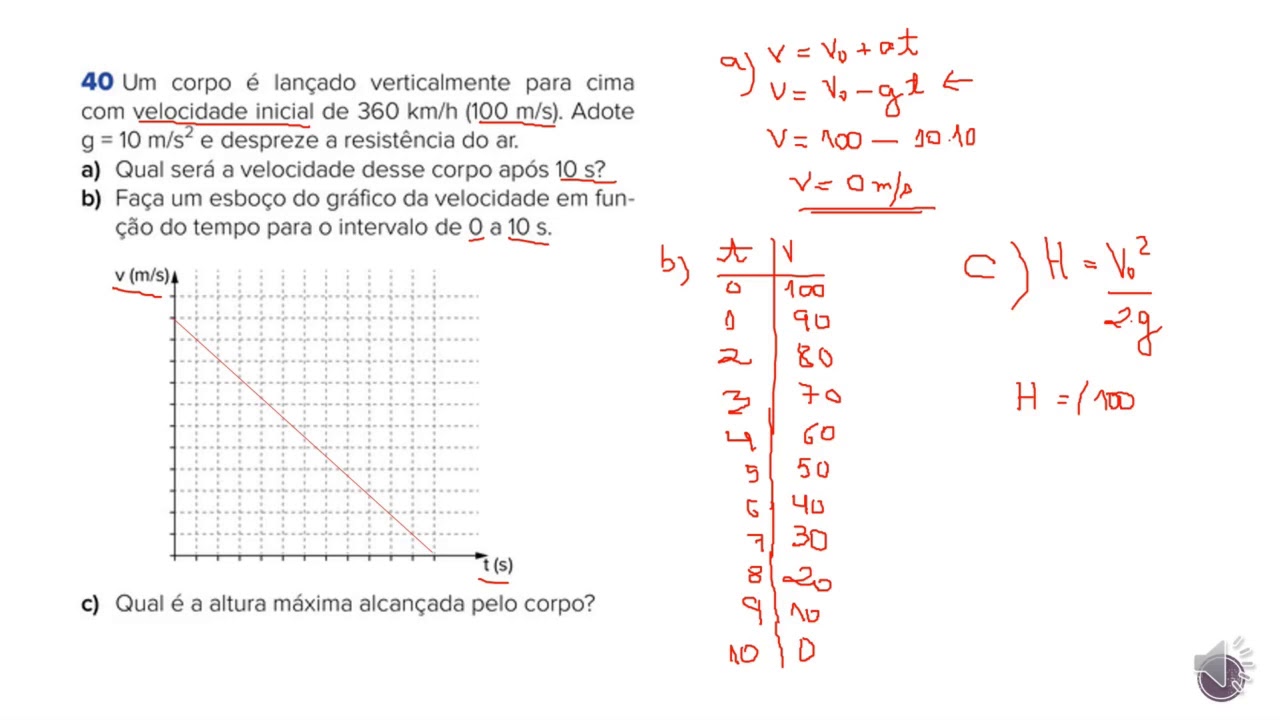 LANÇAMENTO VERTICAL E QUEDA LIVRE: TAREFA 1EM - YouTube