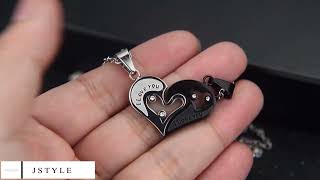 4Pcs Couple Necklace Bracelets Matching Set for Women Men Heart Pendant Necklace His and Hers