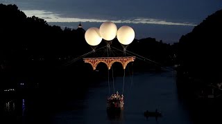 A 'flying bridge' floats above Rome's Tiber river