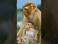 do you see this baby looking at its mother. macaca. macaque. monkey. baby look. bandar. kurangan.