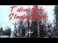TOTEM POLES IN STANLEY PARK ON A SNOWY DAY