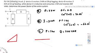 Complex power, Power triangle #3 - Circuit Analysis