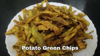 Potato Green Chips🥔||Simple \u0026 Easy green Chips recipe #mintchips #greenchips #potatochips #foodwind