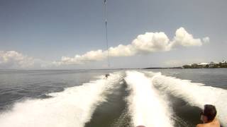 Wakeboarding behind a Yamaha 242 Ltd S in the Keys