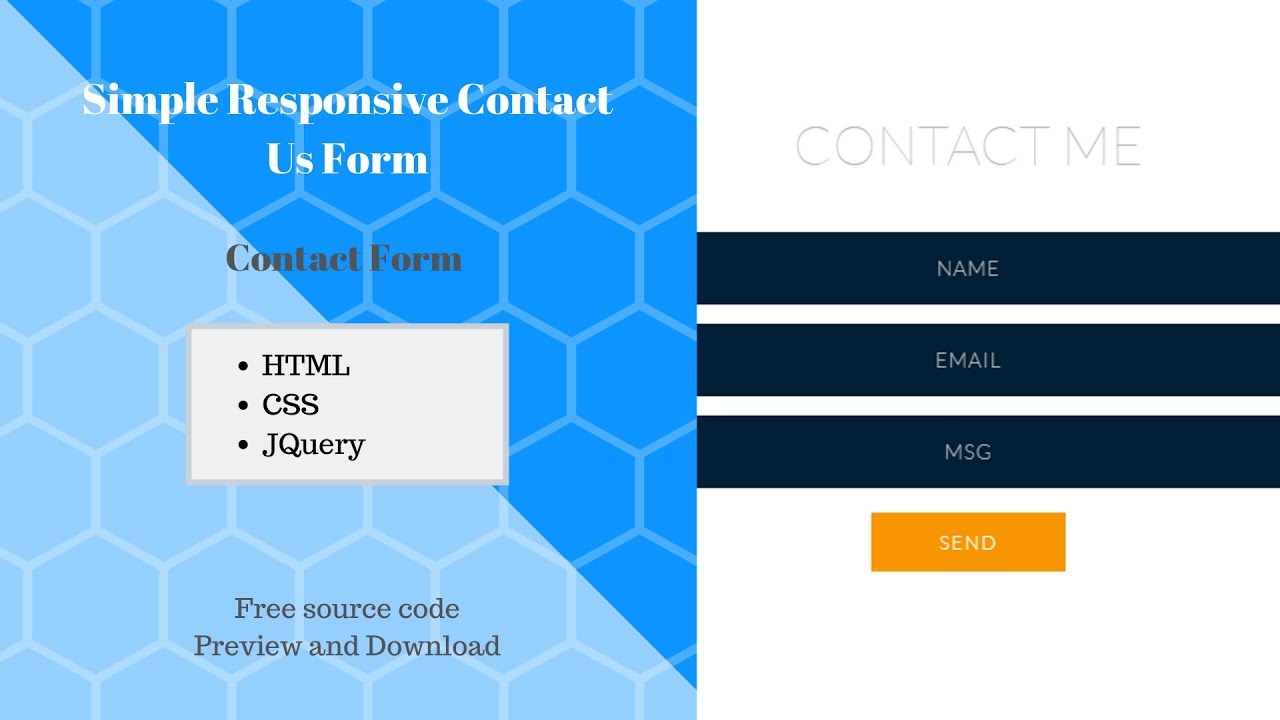 HTML Simple Contact Form With CSS And JQuery | Responsive Contact Us ...