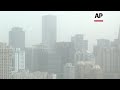 beijing skyline shrouded in sandstorm