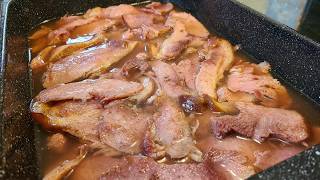 Oven Baked Ham Slices in ham sauce | A different way to prepare ham