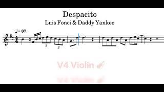 Despacito Sheet Music l Louis Fonci \u0026 Daddy Yankee l V4 Violin