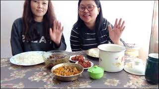 Chicken Diamond and Kargi Marje With Rice Mukbang With My Sis 😋 Nepali mukbang