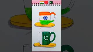 India vs Pakistan Flag Drawing 🇮🇳❤️🇵🇰 #independenceday #republicday #trending #shots #flag #drawing