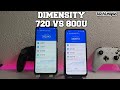 Dimensity 720 vs Dimensity 800U Antutu test Benchmarks comparison/CPU Throttle test thermals heat