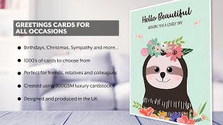 Sloth Birthday Card for Her | Hello Beautiful - Any occasion inc Birthday 18th 21st 24th 28th 30th