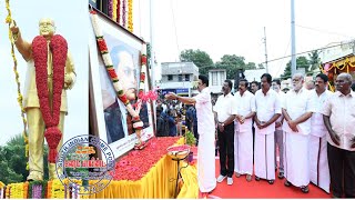 TN CM unveiled the statue of Anna Ambedkar erected at Madurai by VCK and paid floral tributes