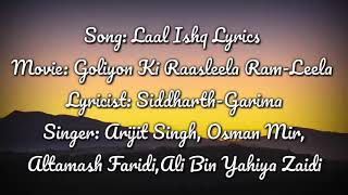 Laal Ishq lyrics | Arijit Singh | Osman Mir | Ranveer Singh and Deepika Padukone