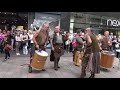 clanadonia perform last of the mohicans in perth city centre during medieval fayre aug 2017