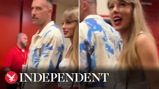Taylor Swift and Travis Kelce seen for first time together leaving NFL game side-by-side