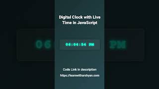 Digital Clock with Live Time in JavaScript | HTML CSS Tutorial #digitalclock #javascript #webdesign