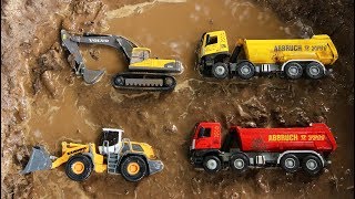 Fine Toys Construction Vehicles Under The Mud. Excavator | Dump truck | Wheel Loader