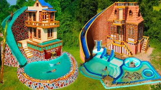 Amazing! Build Top 2 Villa House, Water Slide & Swimming Pool For Entertainment Place In The Forest