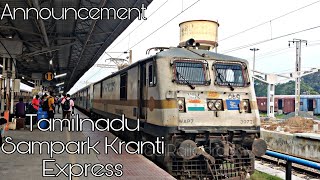 12652 Hazrat Nizamuddin~Madurai Tamilnadu Sampark Kranti Express Announcement|Train Arrival|TKD WAP7